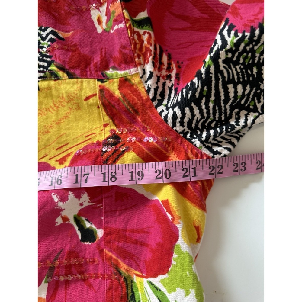 Choices Patchwork Jacket‎ Top Cardigan Floral Tropical Sequin Zebra Button Large - Picture 11 of 16